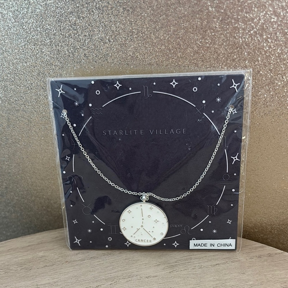 Silver Cancer Sign Zodiac Necklace